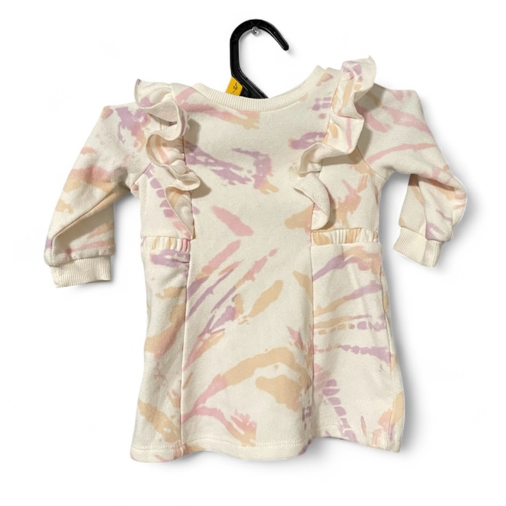 Infants Grayson mini tie dye dress NWT ruffle sides Cream orange purple 3-6 mos